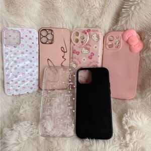 Pink and Black Phone Case Set For IPhone 12